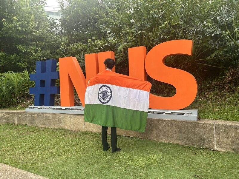 Indian flag at the National University of Singapore campus marker